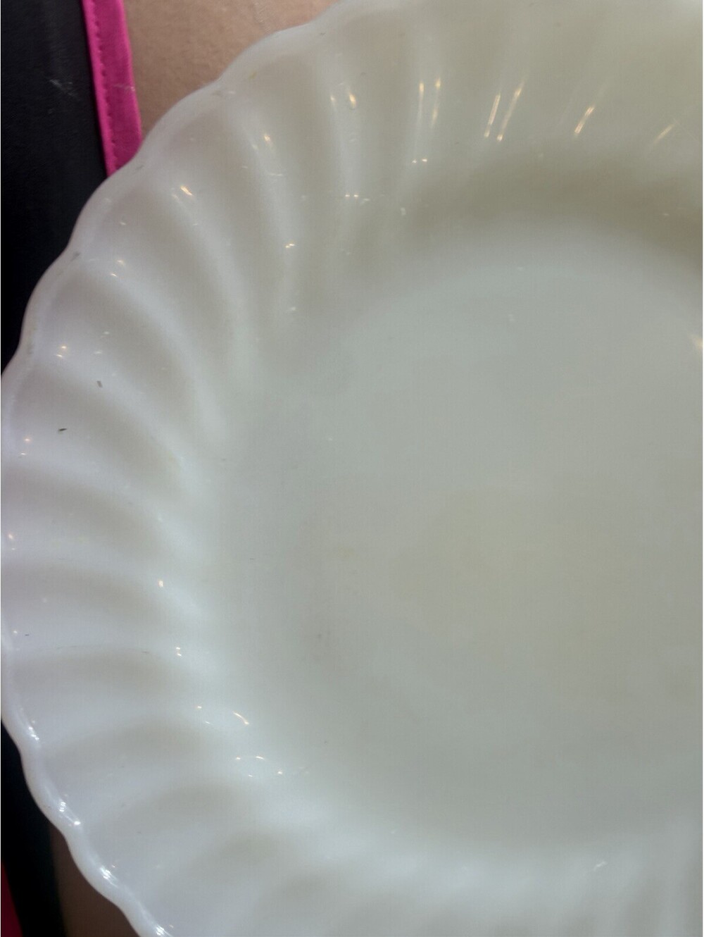 Vintage Fire King White Milk Glass Swirl Plate- Read.